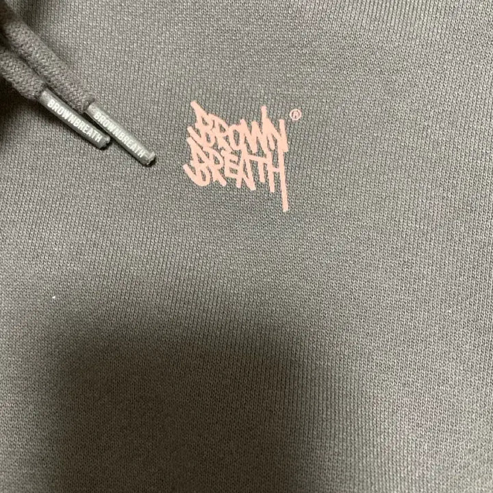 [BUNJANG] Brownbreath Charcoal Crop Hoodie / 브라운브레스 크롭 후드티 차콜 FREE
