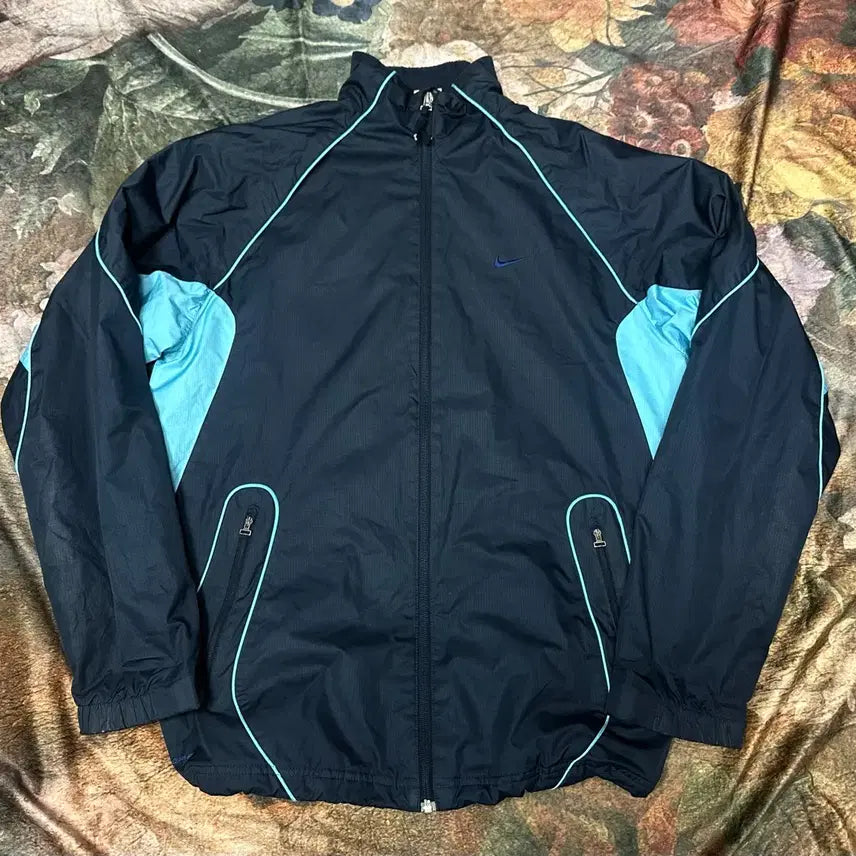 [BUNJANG] Nike Vintage Sky Blue Side Line Navy Windbreaker Jacket 105 / 나이키 빈티지 스카이블루 사이드라인 네이비바람막이 105 아디다스바람막이