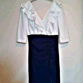 [BUNJANG] Ankn Choi Frill Slit Dress / 나롱쥐 배색 프릴 슬릿 스커트 섹시 홀복 원피스 러플 드레스 하객 데이트