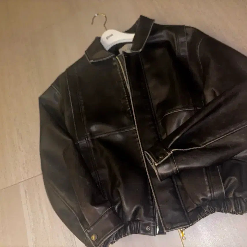 [BUNJANG] Goose Vegan Washing Leather Jacket / 구즈 비건 워싱 레더 자켓