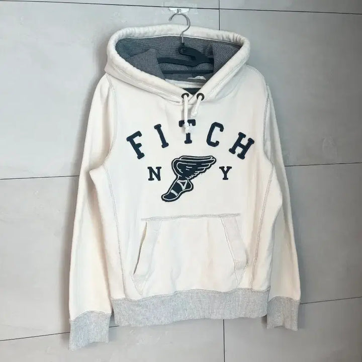 [BUNJANG] Abercrombie &amp; Fitch Spell Logo White Hoodie [S] / 극희귀 아베크롬비 스펠로고 화이트 후드티 [S]