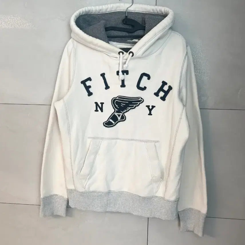 [BUNJANG] Abercrombie &amp; Fitch Spell Logo White Hoodie [S] / 극희귀 아베크롬비 스펠로고 화이트 후드티 [S]