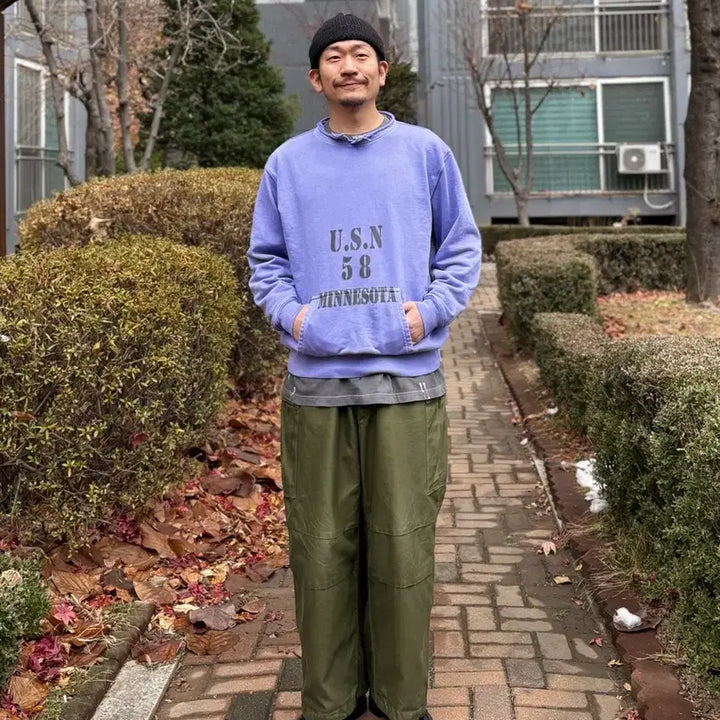 [BUNJANG] USN Anachronorm Style Purple Crewneck Sweatshirt / 제작상품 USN 58  맨투맨 아나크로놈 맛