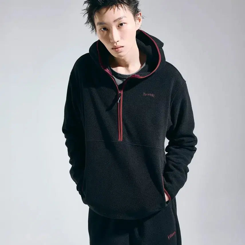 [BUNJANG] Thrasher Fleece Half-Zip Hoodie / 트레셔 플리스 하프집업 후드 티셔츠 새제품 싸게 팔아요
