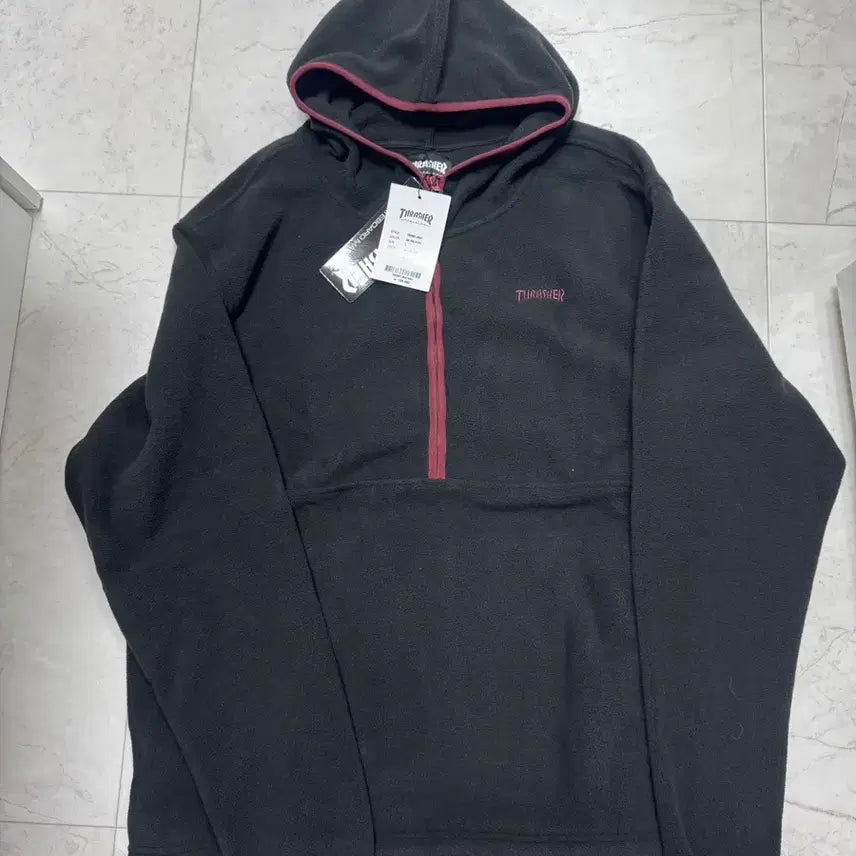 [BUNJANG] Thrasher Fleece Half-Zip Hoodie / 트레셔 플리스 하프집업 후드 티셔츠 새제품 싸게 팔아요