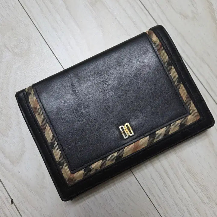 [BUNJANG] Daks Black Leather Check Card Wallet / 닥스 블랙 가죽 체크 카드지갑