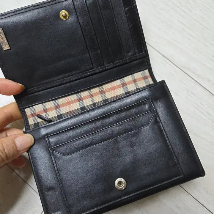 [BUNJANG] Daks Black Leather Check Card Wallet / 닥스 블랙 가죽 체크 카드지갑