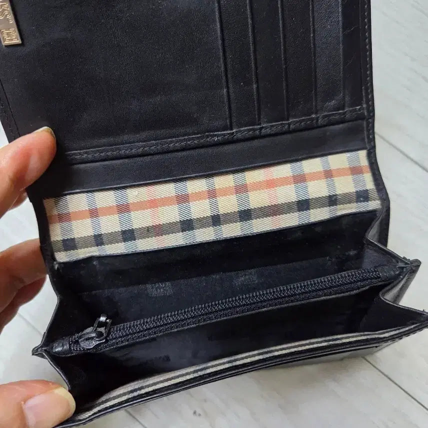 [BUNJANG] Daks Black Leather Check Card Wallet / 닥스 블랙 가죽 체크 카드지갑