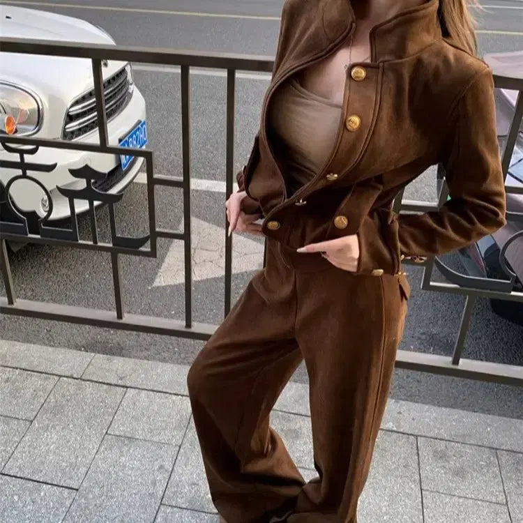 [BUNJANG] High Quality Training Set / 금장버튼 자켓 팬츠 트레이닝세트 하이퀄리티 츄리닝룩 꾸안꾸 여친룩 갸루