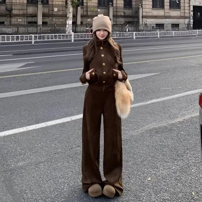 [BUNJANG] High Quality Training Set / 금장버튼 자켓 팬츠 트레이닝세트 하이퀄리티 츄리닝룩 꾸안꾸 여친룩 갸루