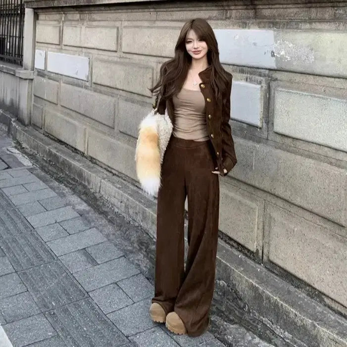 [BUNJANG] High Quality Training Set / 금장버튼 자켓 팬츠 트레이닝세트 하이퀄리티 츄리닝룩 꾸안꾸 여친룩 갸루