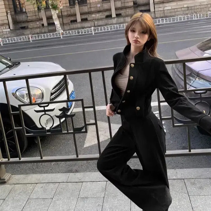 [BUNJANG] High Quality Training Set / 금장버튼 자켓 팬츠 트레이닝세트 하이퀄리티 츄리닝룩 꾸안꾸 여친룩 갸루