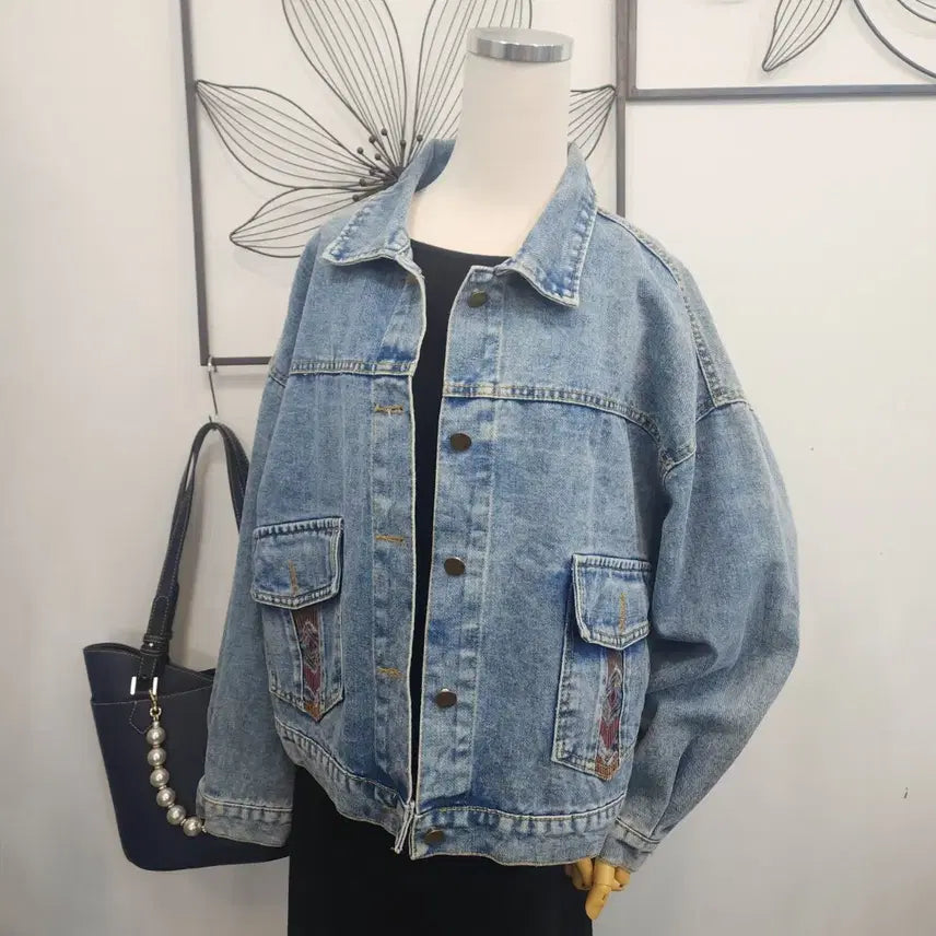 [BUNJANG] Clizy Vintage Denim Jacket (Pattern Point) / Clizy 빈티지 데님 청자켓 (패턴포인트)free