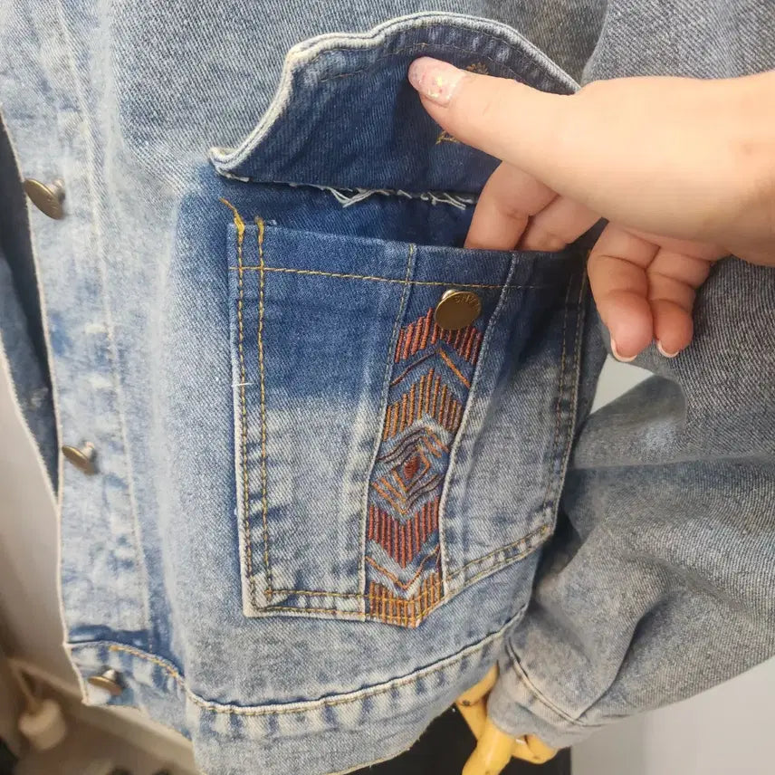 [BUNJANG] Clizy Vintage Denim Jacket (Pattern Point) / Clizy 빈티지 데님 청자켓 (패턴포인트)free