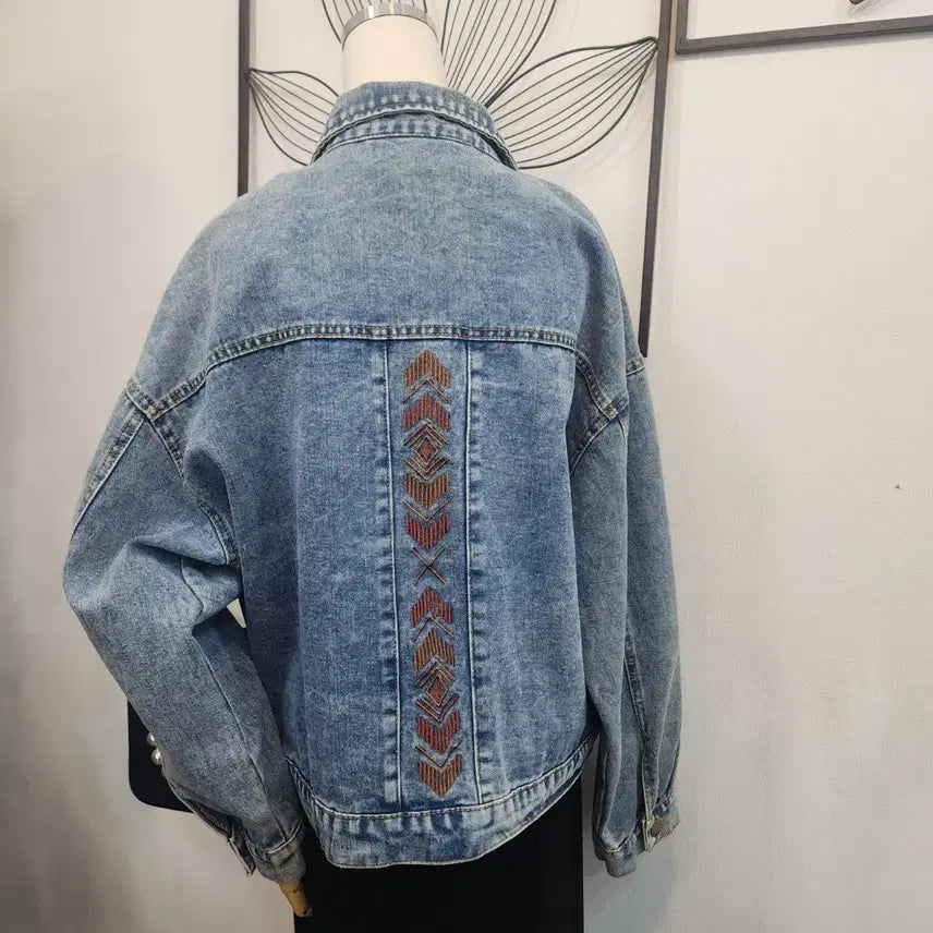 [BUNJANG] Clizy Vintage Denim Jacket (Pattern Point) / Clizy 빈티지 데님 청자켓 (패턴포인트)free