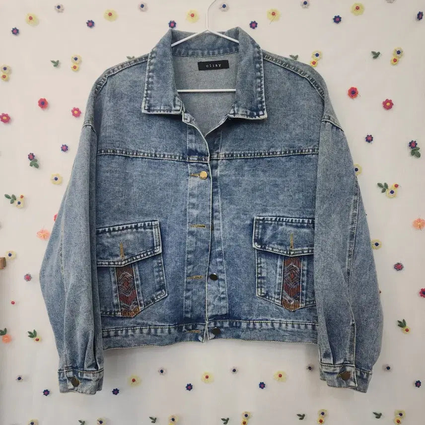[BUNJANG] Clizy Vintage Denim Jacket (Pattern Point) / Clizy 빈티지 데님 청자켓 (패턴포인트)free