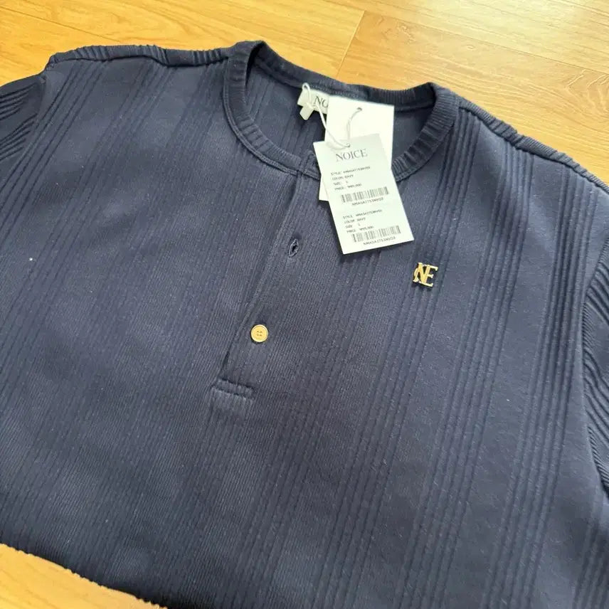 [BUNJANG] Noise Cotton Henley Neck Navy (L) / 노이스 코튼 헨리넥 네이비 (L)