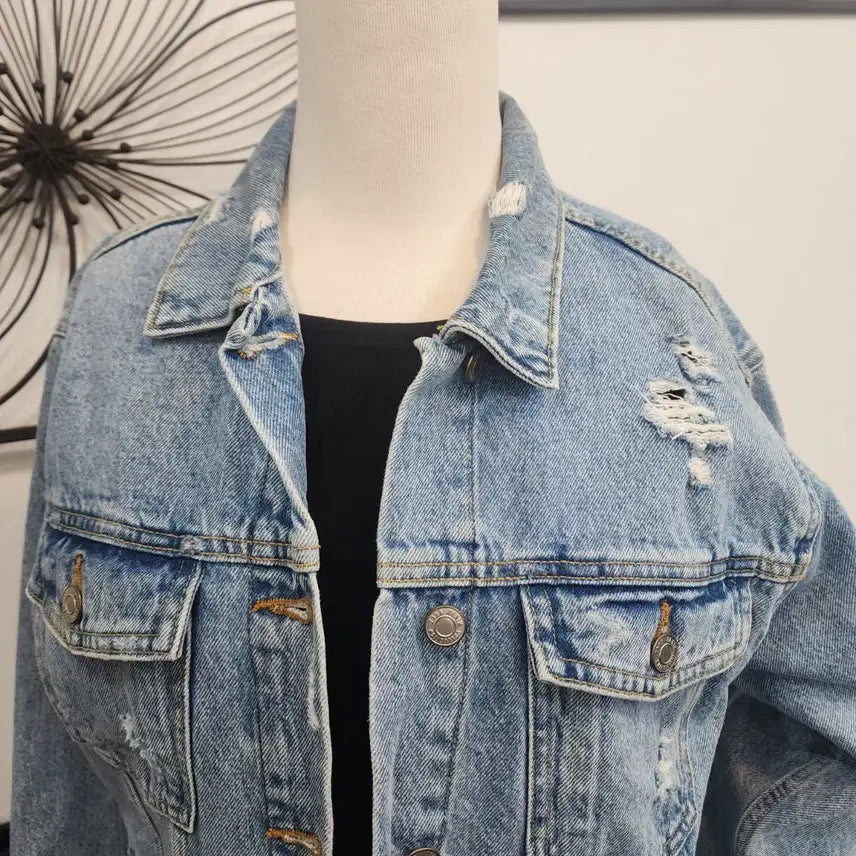 [BUNJANG] Zara Denim Jacket / 자라 데미지 워싱 데님 자켓 청자켓 55사이즈