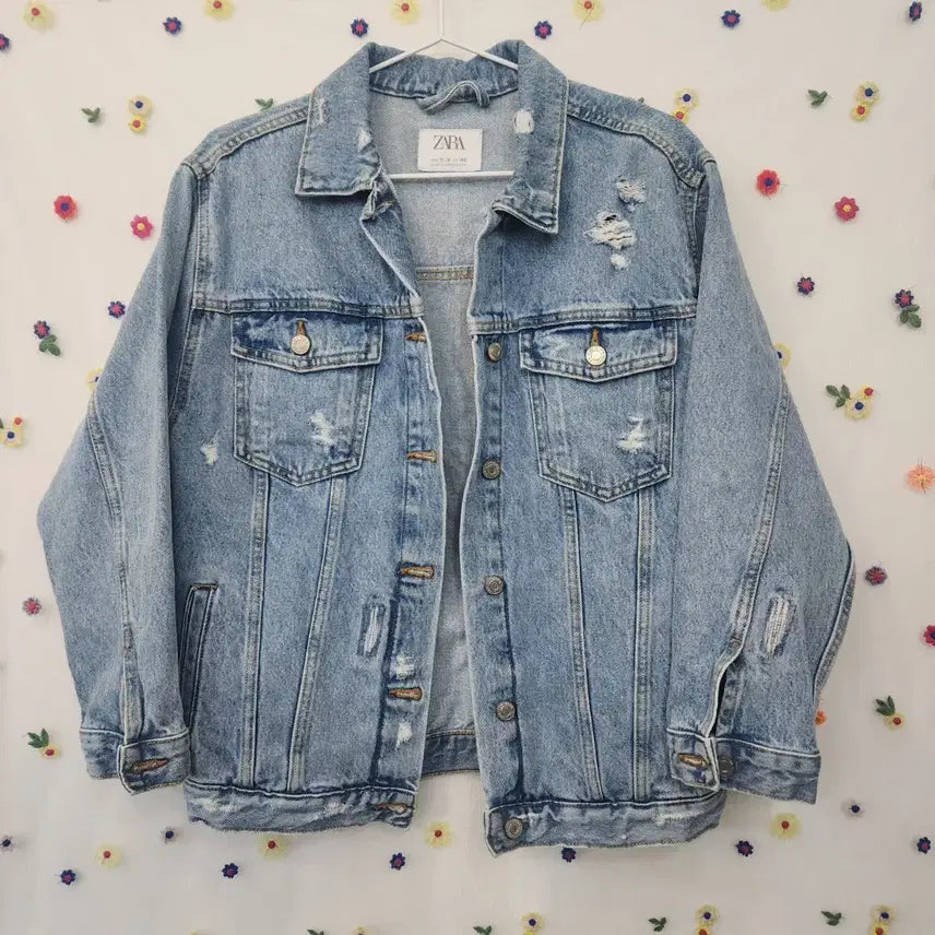 [BUNJANG] Zara Denim Jacket / 자라 데미지 워싱 데님 자켓 청자켓 55사이즈
