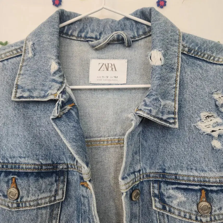 [BUNJANG] Zara Denim Jacket / 자라 데미지 워싱 데님 자켓 청자켓 55사이즈