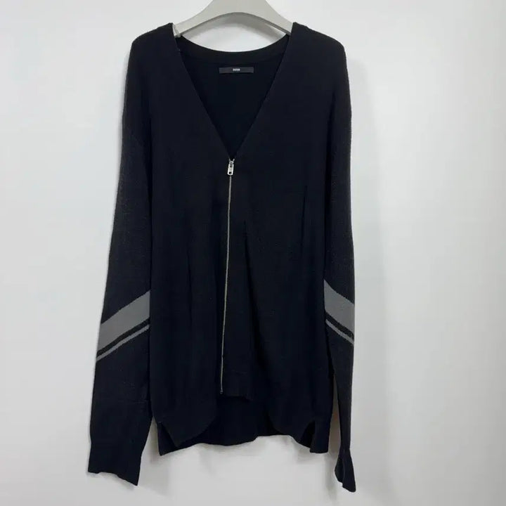 [BUNJANG] System Men's Black Gray Striped Zip-Up Cardigan 105 / 한섬 시스템 블랙 그레이 스트라이프 집업가디건 남자 105