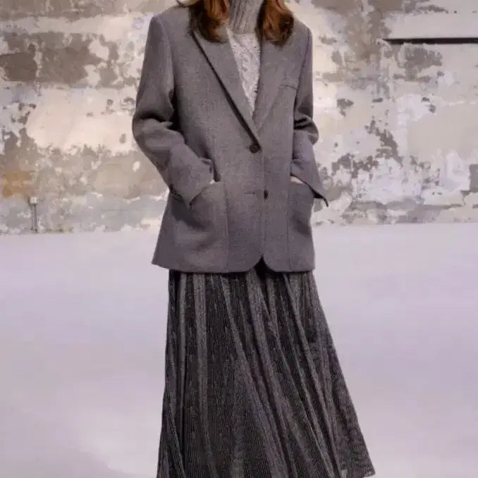 [BUNJANG] Time Alpaca Blend Herringbone Handmade Single Jacket / 한섬 타임 알파카블렌드 핸드메이드 싱글 자켓 헤링본 코트 재킷(새상품)