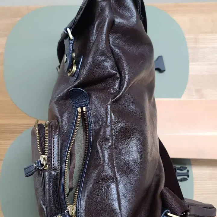 [BUNJANG] Mongsac Natural Leather Backpack / 몽삭 천연 가죽 백팩 - 어깨 흘러내림 방지 커스텀, 상태 굿