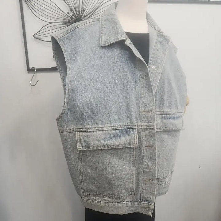 [BUNJANG] Unisex Denim Vest / 연청 데님 조끼 베스트  /남여공용가능