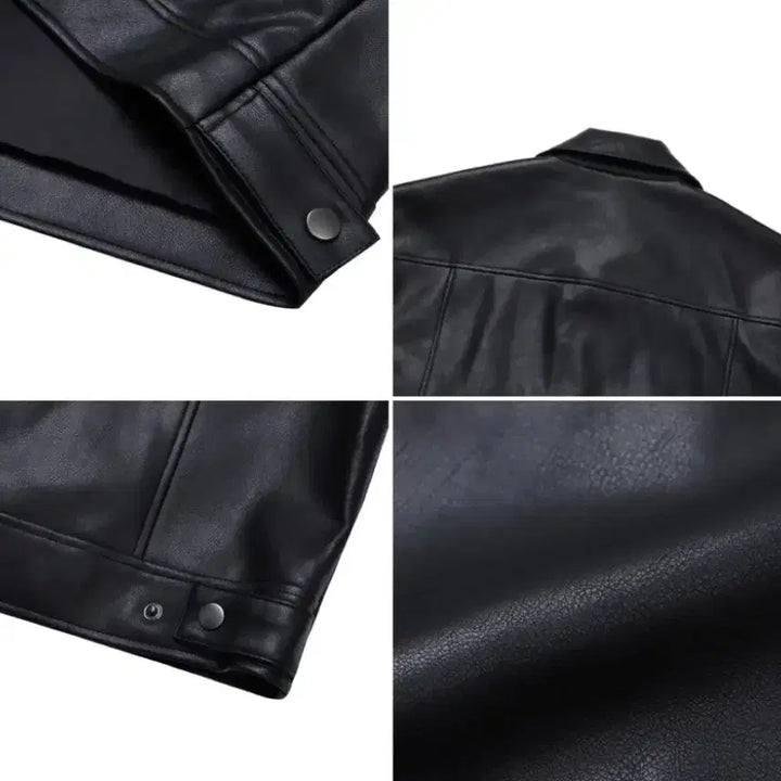 [BUNJANG] Leather Collar Jacket Black 3XL / 가죽 카라 자켓 블랙 3XL(115-120)사이즈 판매합니다.[새상품]
