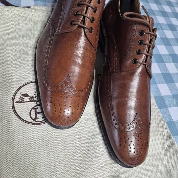 [BUNJANG] Hermes Brown Wingtip Shoes / 에르메스 브라운 남성 윙팁 구두