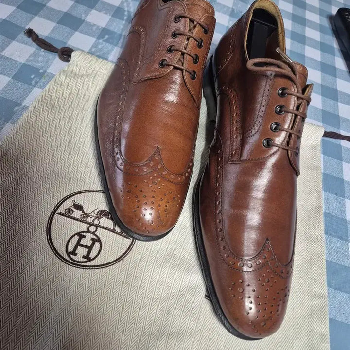 [BUNJANG] Hermes Brown Wingtip Shoes / 에르메스 브라운 남성 윙팁 구두