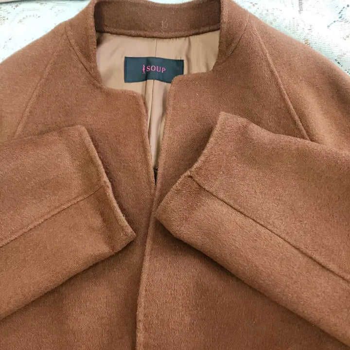[BUNJANG] Soup Brown No-Collar Coat / soup 숲 브라운 노카라 코트/킬링/넉넉한 핏 /55사이즈