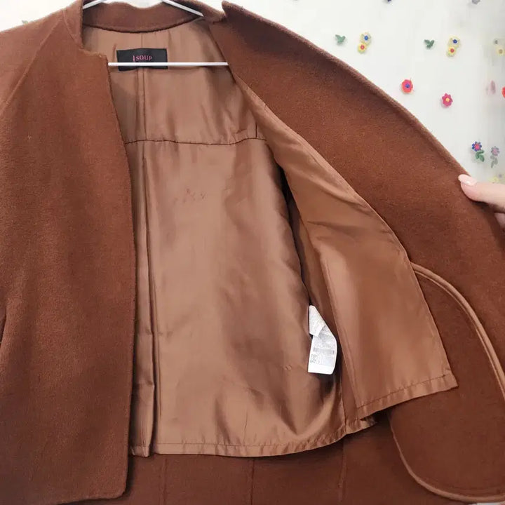 [BUNJANG] Soup Brown No-Collar Coat / soup 숲 브라운 노카라 코트/킬링/넉넉한 핏 /55사이즈
