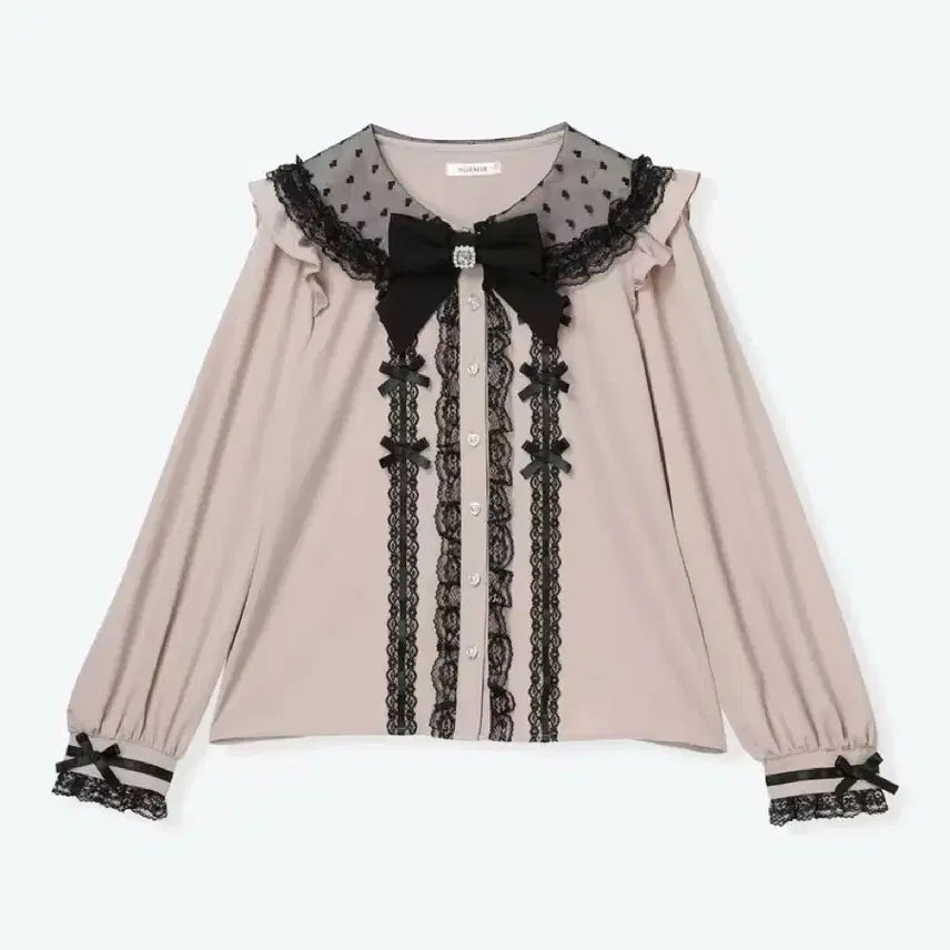 [BUNJANG] Noemie Lace Blouse Pink Black / 노에미 레이스 블라우스 핑크 블랙 검핑 양산형 지뢰계 양지뢰 스나계