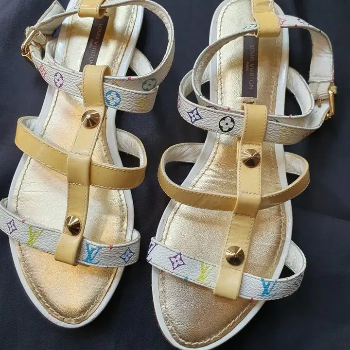 [BUNJANG] Louis Vuitton Multi-Color T-Strap Sandals / 루이비통 멀티 컬러 샌들