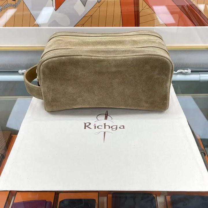 [BUNJANG] Richga Two-Way Golf Pouch Toiletries Bag Suede Sand / 새상품] Richga 투웨이 집 골프 파우치 토일레트리 백 스웨이드 샌드
