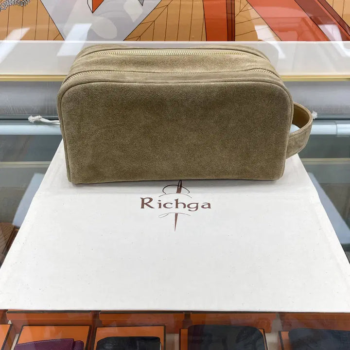 [BUNJANG] Richga Two-Way Golf Pouch Toiletries Bag Suede Sand / 새상품] Richga 투웨이 집 골프 파우치 토일레트리 백 스웨이드 샌드