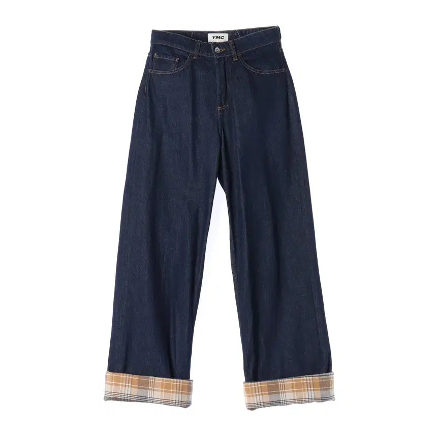 [BUNJANG] YMC Wide Fit Check Roll-Up Denim Pants / (새상품) 와이엠씨 YMC 24FW 와이드핏 체크 롤업 데님 팬츠
