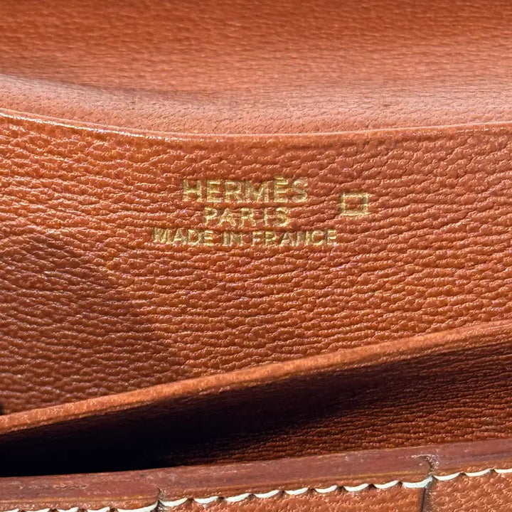 [BUNJANG] Hermes Bearn Alligator Long Wallet Brown Gold / 에르메스 와니 베안 장지갑 엘리게이터 브라운 골드