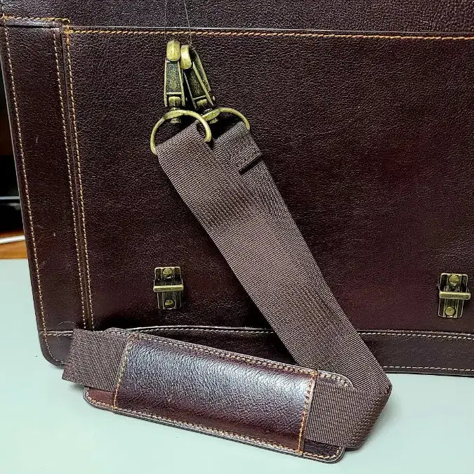 [BUNJANG] Wilson Leather Dark Brown Leather Briefcase + Bonus Bag / [새상품/택포함] 윌슨 레더 천연가죽 서류가방/(덤으로 가방 +1)