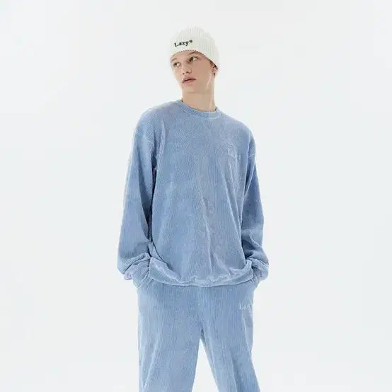 [BUNJANG] LAZYZ Corduroy Sweatshirt and Jogger Pants Set / LAZYZ 코듀로이 스웨트셔츠와 조거팬츠 세트