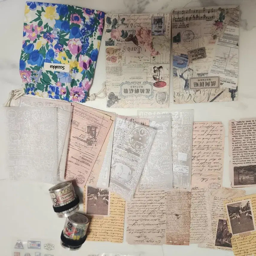 [BUNJANG] Vintage Stationery Bundle Set / (일괄) (마지막 할인) 빈티지 다꾸 다꾸템 처분 배경지 스티커 떡메