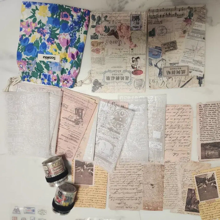 [BUNJANG] Vintage Stationery Bundle Set / (일괄) (마지막 할인) 빈티지 다꾸 다꾸템 처분 배경지 스티커 떡메