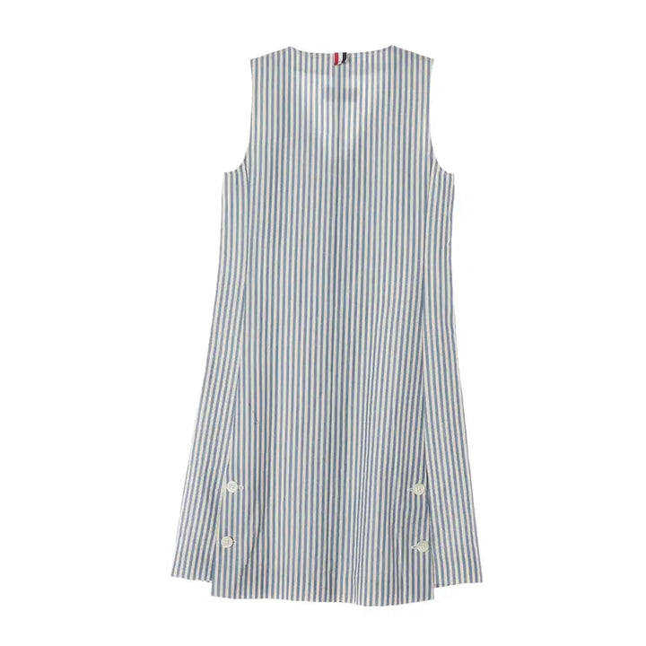 [BUNJANG] Thom Browne Stripe Wool Mohair Sleeveless V-Neck Button Dress / 톰 브라운 스트라이프 울 모헤어 슬리브리스 브이넥 버튼 원피스