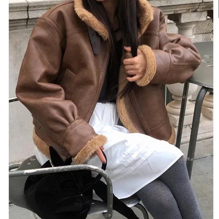 [BUNJANG] UnderB Paddington Mouton Brown Coat / 언더비 패딩턴 무스탕 브라운