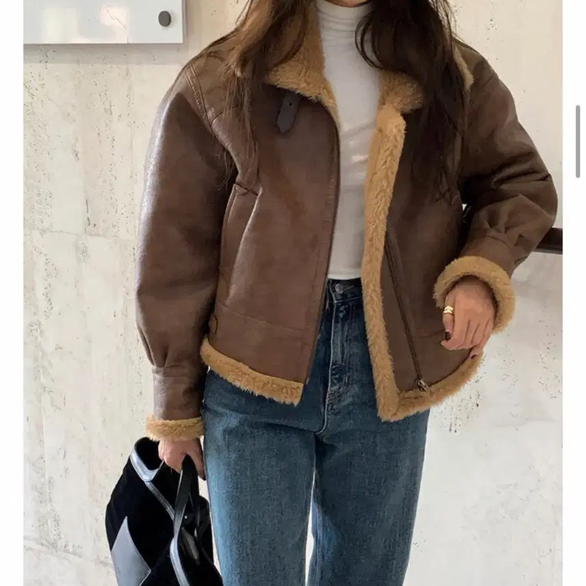 [BUNJANG] UnderB Paddington Mouton Brown Coat / 언더비 패딩턴 무스탕 브라운