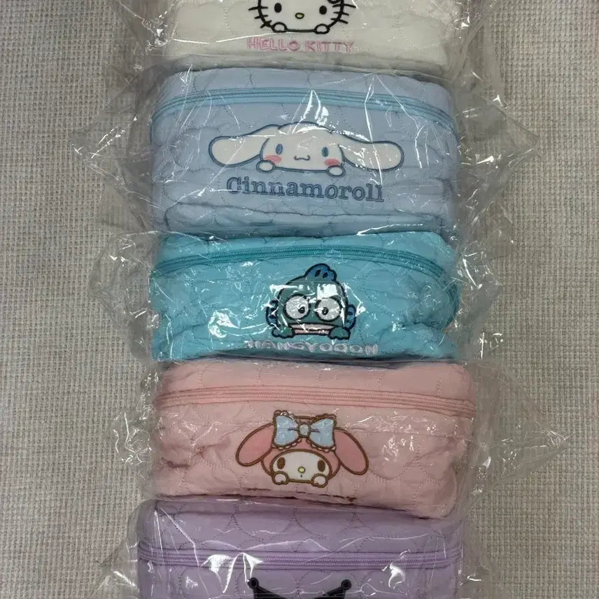 [BUNJANG] Sanrio Quilting Pouch Set / 산리오 퀼팅 파우치 5종 새상품