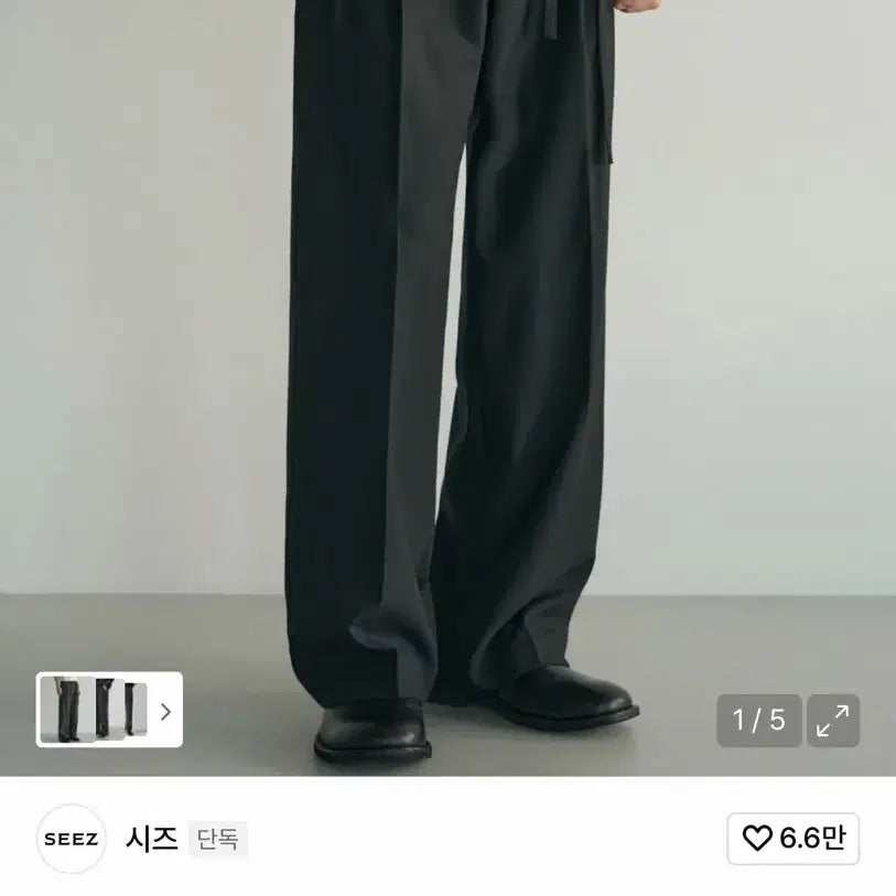 [BUNJANG] DEREK X SEEDS Belted Two Tuck Wide Slacks Charcoal L / 데릭 X 시즈 벨티드 투턱 와이드 슬랙스 차콜 L