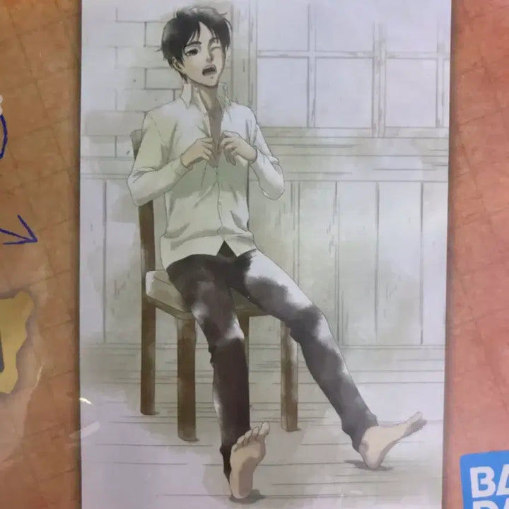 [BUNJANG] Attack on Titan Eren Big Cross Poster Towel / 희귀미개봉)진격의 거인 에렌 고전 쿠지 a상 빅크로스 천포스터 타올리바이