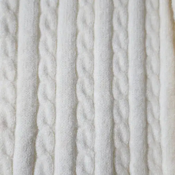 [BUNJANG] Ivory Cable Knit Zip-Up Cardigan / 아이보리 꽈배기 니트 집업 가디건